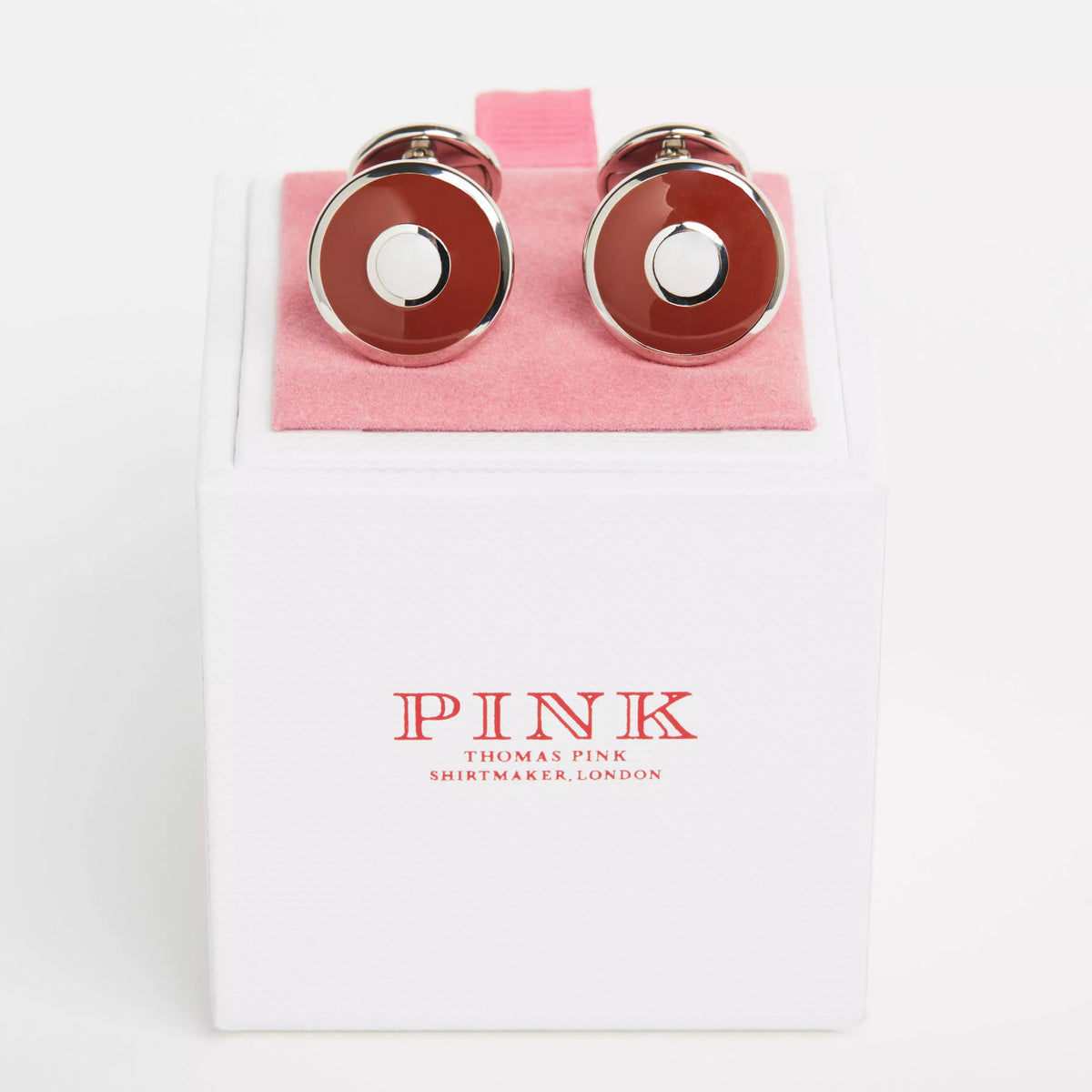 Red Silver Finish Enamel Target Cufflinks