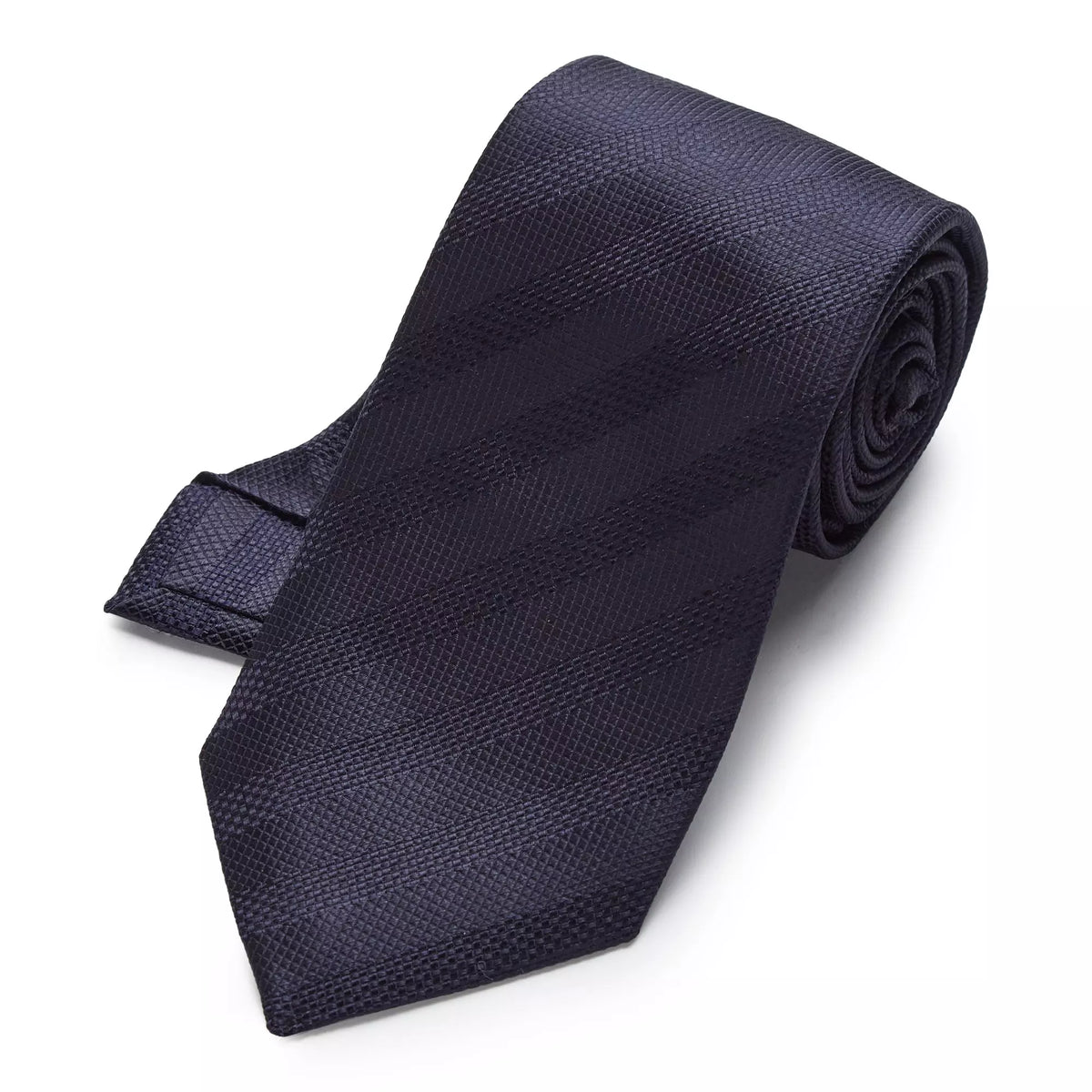 Navy Blue Tonal Striped Silk Tie