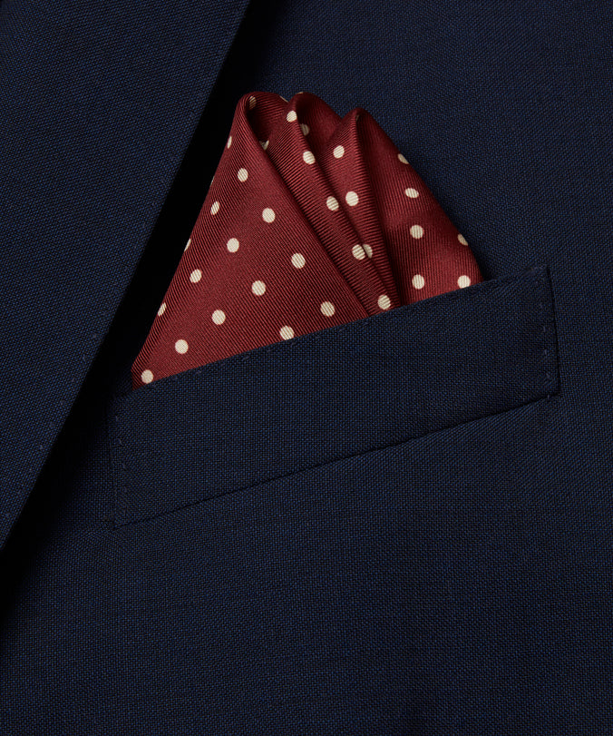 Seideneinstecktuch mit Punkten in Rot & Neutral