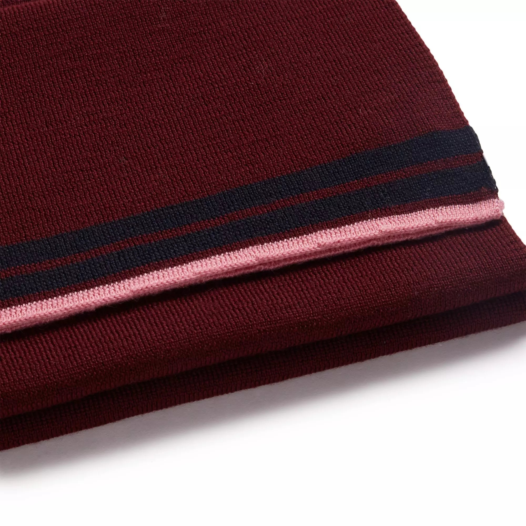 Burgundy Red Knitted Merino Wool Hat & Scarf Set