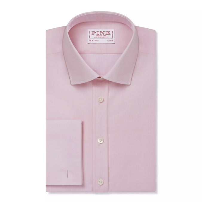 Pale Pink Slim Fit Double Cuff Poplin Formal Shirt