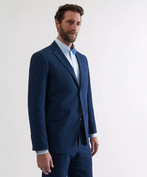 Blue & Navy Tailored Fit Stripe Seersucker Jacket