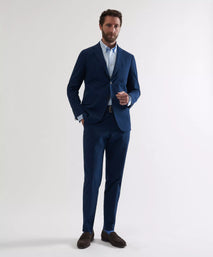 Blue & Navy Tailored Fit Stripe Seersucker Jacket