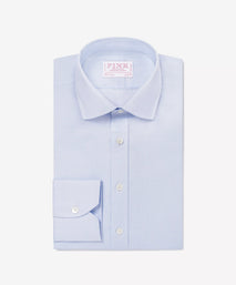 Pale Blue & White Slim Fit Small POW Check Formal Shirt