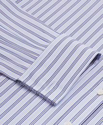 Pale Blue & White Classic Fit Formal Double Cuff Berkeley Stripe Shirt