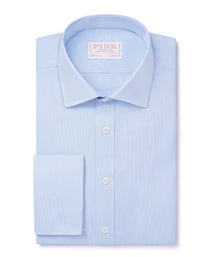 Pale Blue & White Classic Fit Double Cuff Puppytooth Formal Shirt